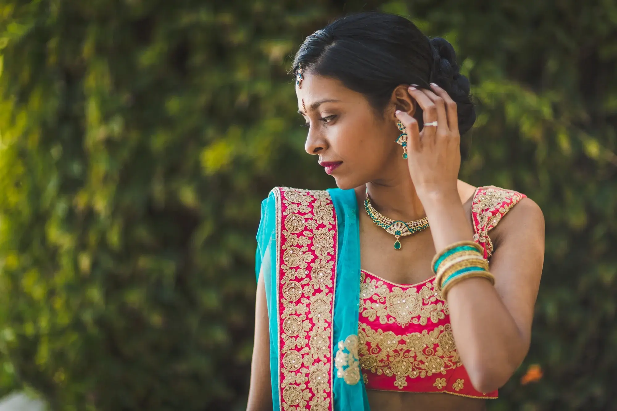 Bridal makeup being applied with precision